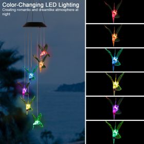 LED Solar Hummingbird Wind Chime For Spring Solar String Lights 6 LEDs Color-Changing IP65 Waterproof Decorative Lamp Lighting For Home Garden Fence P